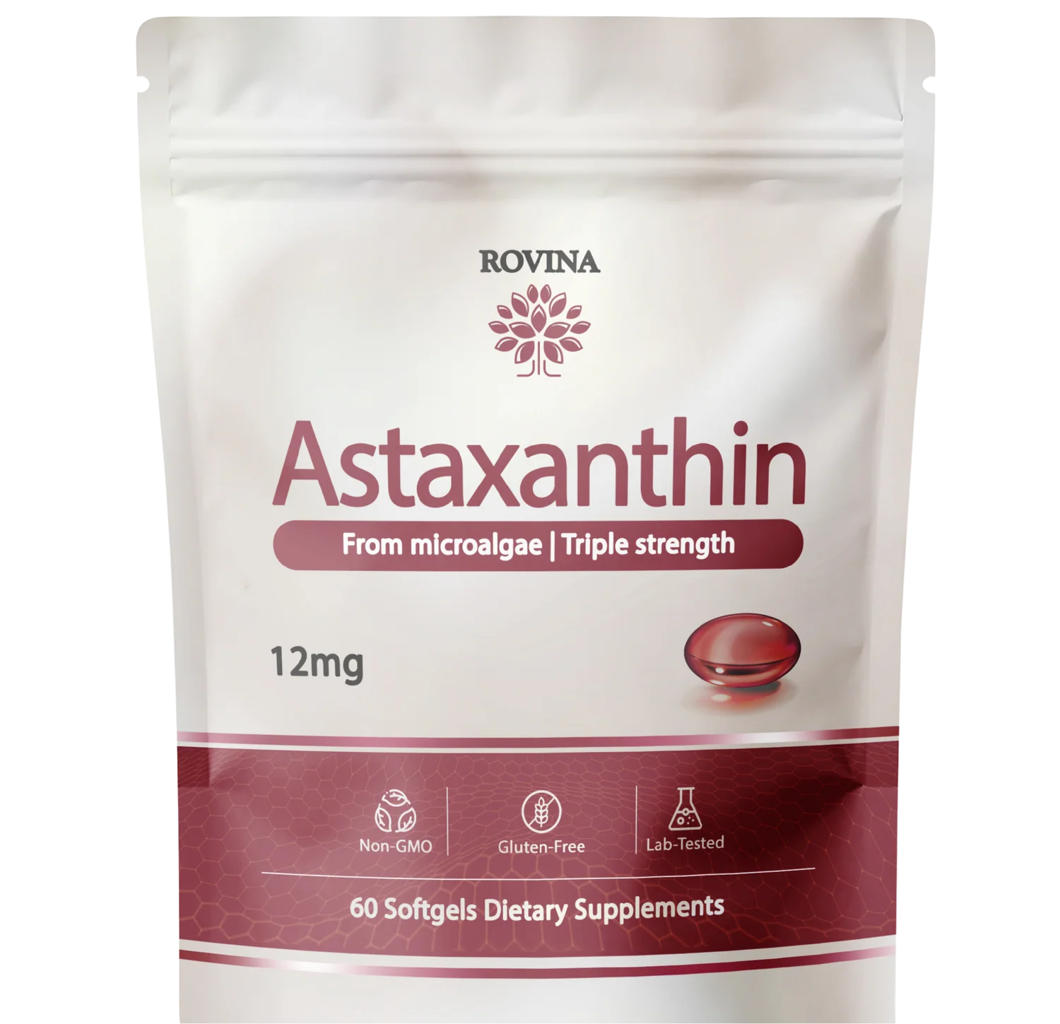 Rovinalife Astaxanthin 12mg Softgels pouch
